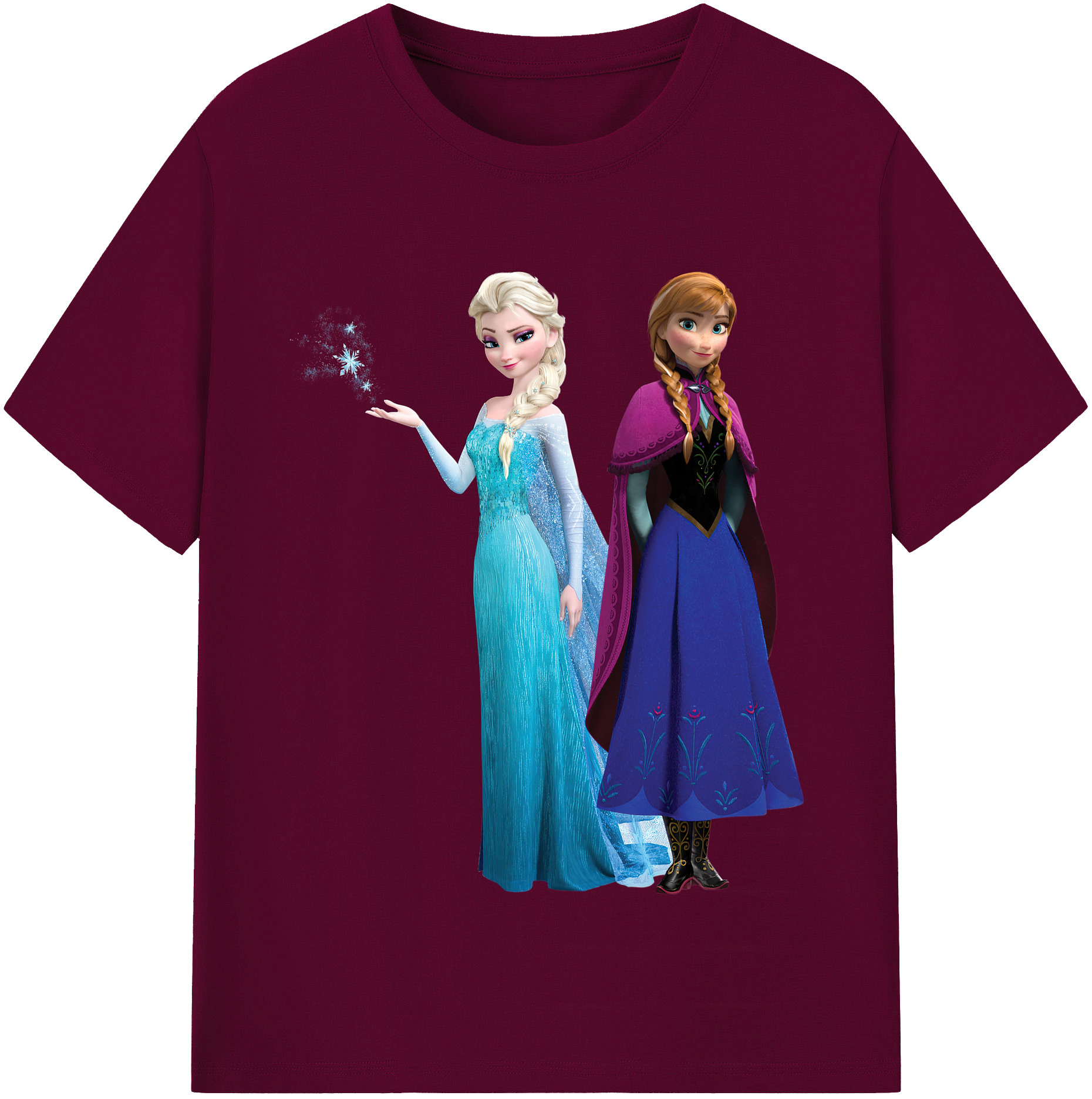 （画像用） アナと雪の女王 アンナ エルサ Frozen Anna Elsa レディースカジュアルプリントTシャツ（綿100％）